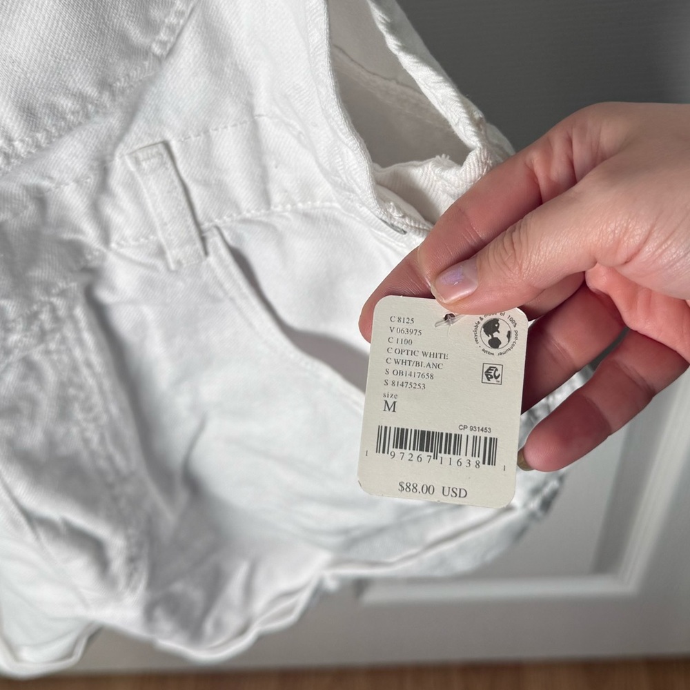 Free People Ziggy Denim Shortalls in Optic White M NEW - Picture 4 of 8